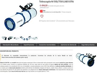 Telescopio Meade LX85 6" - Astrofotografía