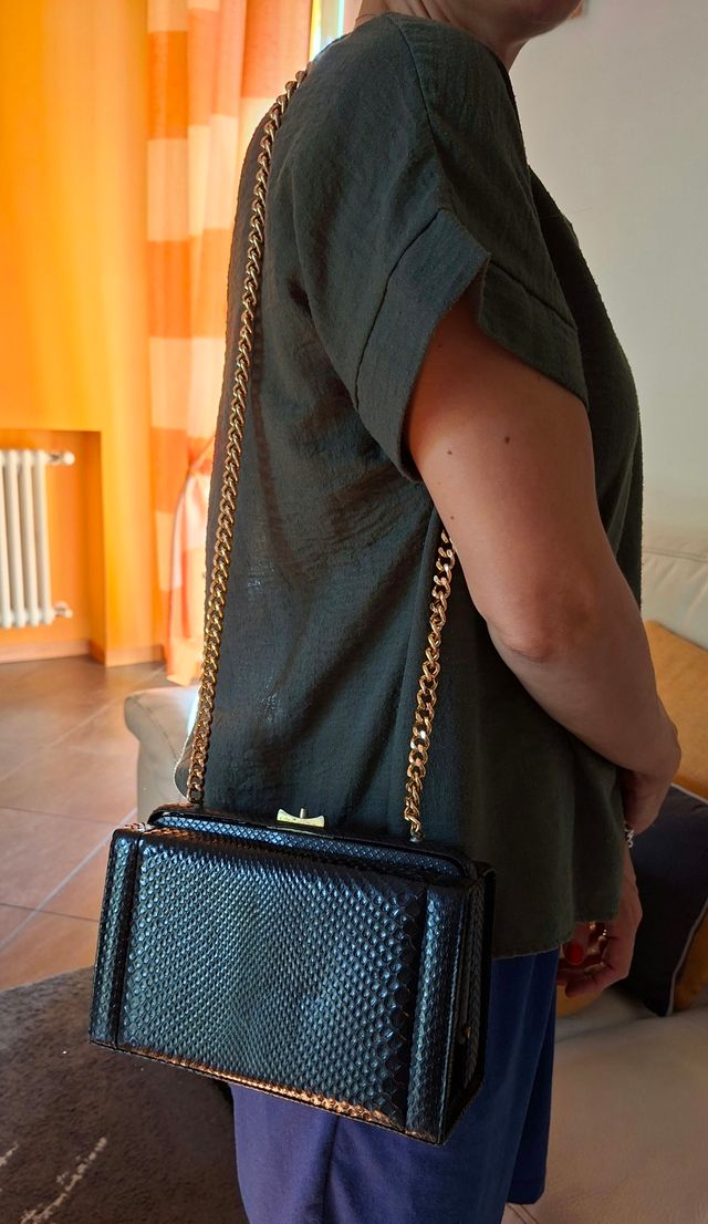 Borsa a tracolla in pitone nera