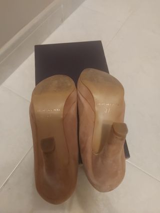 Zapatos tacón ante beige/rosado
