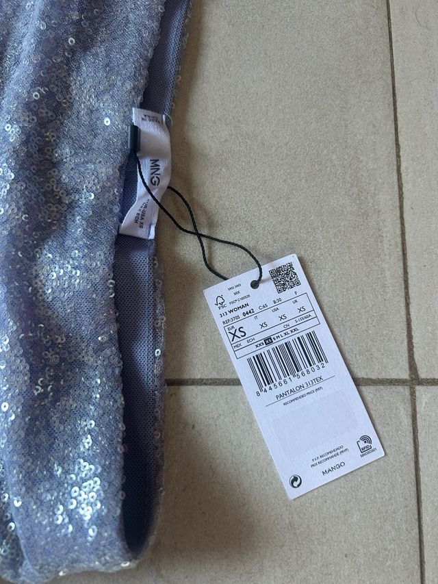 Pantalones Lentejuelas Gris plateado