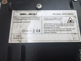 Monitor DVD coche 9.2" Belson