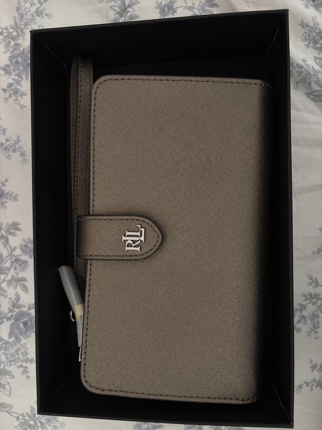 Ralph Lauren cartera - Gris plata. 100% piel.