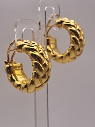 Pendientes aro oro 18k trenzados