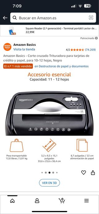 Trituradora Amazon Basics - Corte Cruzado