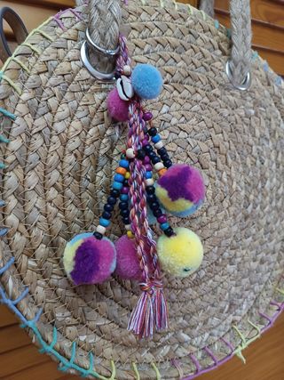 Bolso rafia circular multicolor
