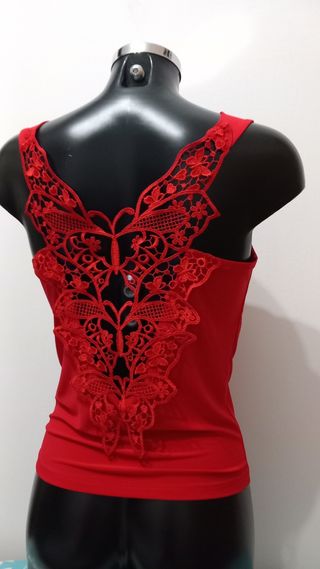 Maglietta Estemo rosso con pizzo