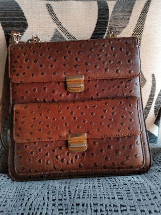 Bolso Piel Avestruz Marrón