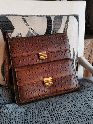 Bolso Piel Avestruz Marrón