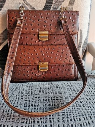 Bolso Piel Avestruz Marrón