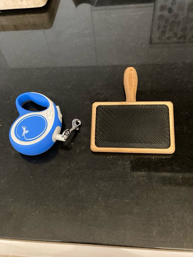 Correa doble roja para perros