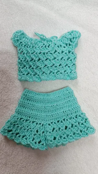 Conjunto crochet Nancy- Top y pantalón corto