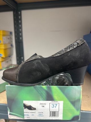 Zapato tacón mujer 37 - Negro/Marrón