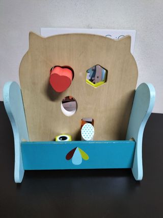 Juguete engranajes búho madera