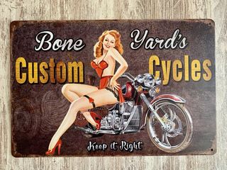 Cartel Metálico Moto Custom