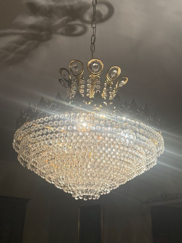 Lampara Cristal Vintage Dorada