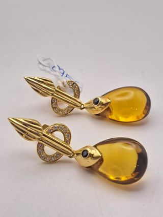 Pendientes oro 18k ámbar
