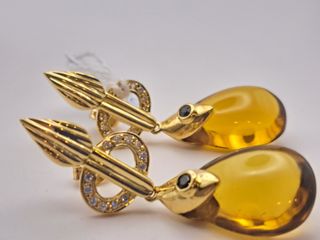 Pendientes oro 18k ámbar