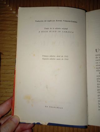 Libro: Huracán en Jamaica (1944)