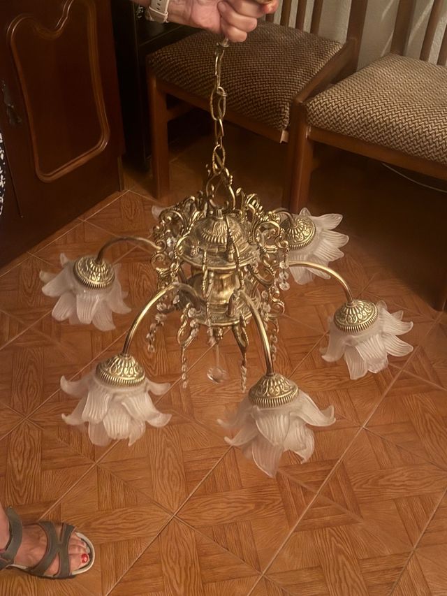 Lampara bronce 6 tulipas regalo 2 apliques