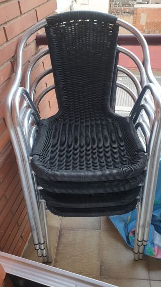 4 Sillas terraza aluminio negro