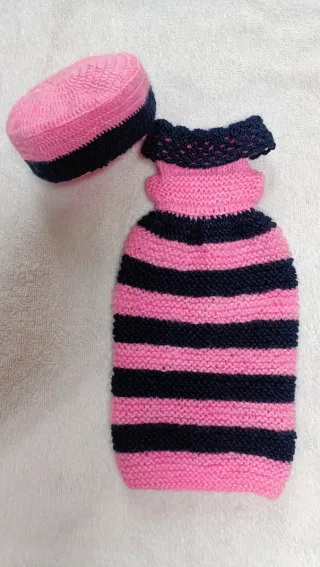 Conjunto gorro y vestido largo a crochet