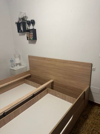 Estructura cama madera - marrón y blanco
