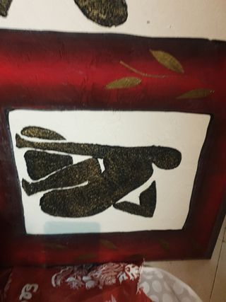 Tríptico pintado - Rojo y negro