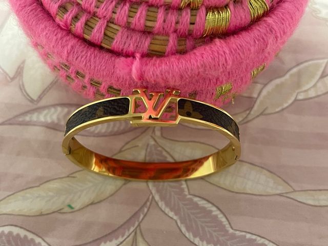Pulsera LV dorada y marrón