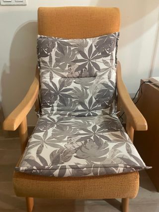 Butaca madera y tela - Gris/Naranja
