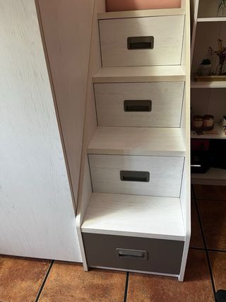 Litera con armario - Gris/Blanco