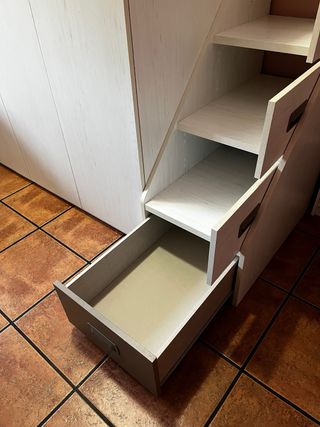 Litera con armario - Gris/Blanco