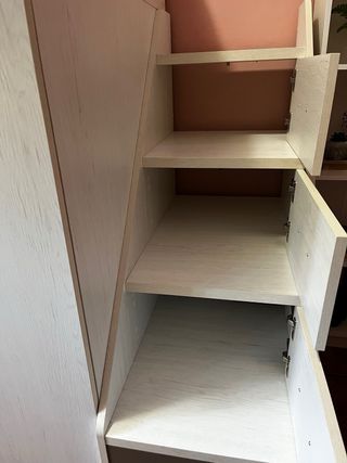 Litera con armario - Gris/Blanco