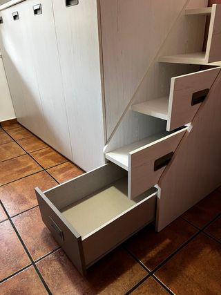 Litera con armario - Gris/Blanco