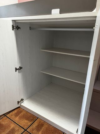 Litera con armario - Gris/Blanco