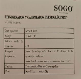 Nevera Portátil. Refrigerador y calentador