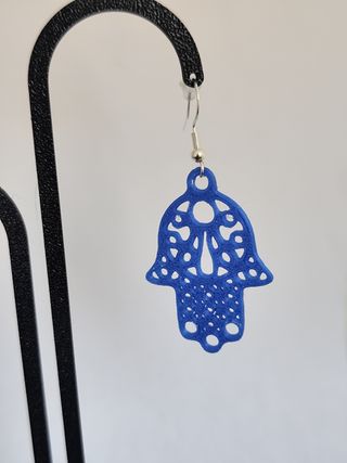 Pendientes Mano Fátima azules 3D