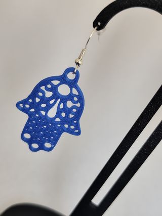 Pendientes Mano Fátima azules 3D