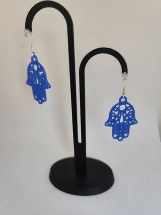 Pendientes Mano Fátima azules 3D
