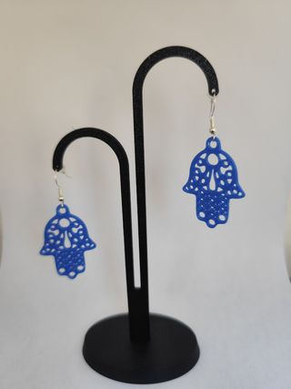 Pendientes Mano Fátima azules 3D