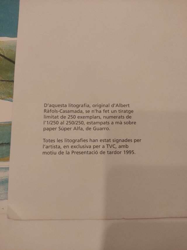 Litografia numerata Albert Ràfols Casamada