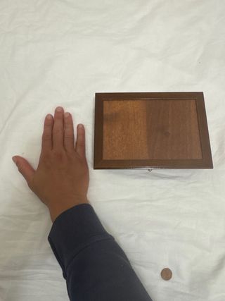 Scatola legno vintage fiori argento