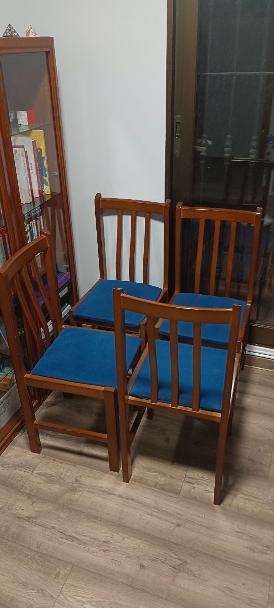 4 Sillas Comedor Madera - Azul