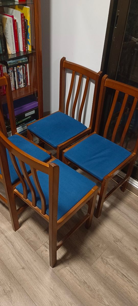 4 Sillas Comedor Madera - Azul