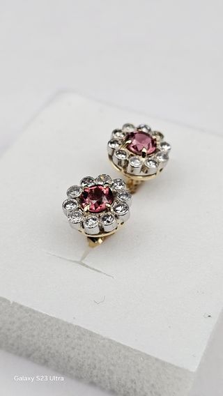 Pendientes oro rosa | Rubí y Diamantes