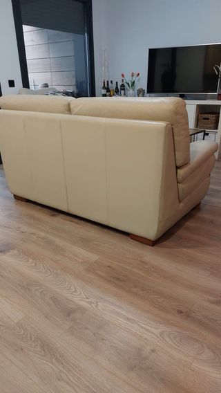 Sofá 2 plazas piel beige
