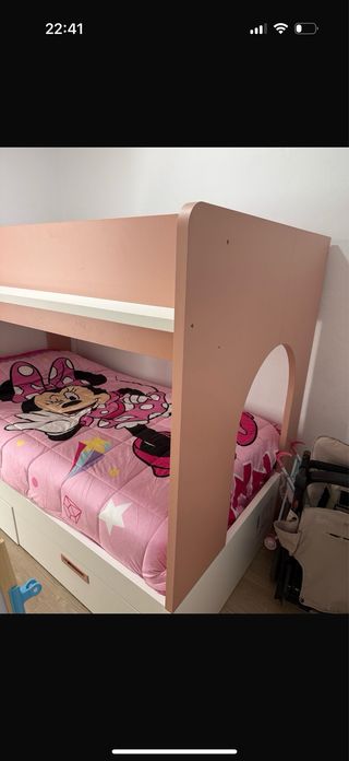 Cama litera infantil rosa