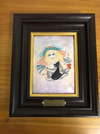 Cuadro de pintura sibre porcelana esmaltada.