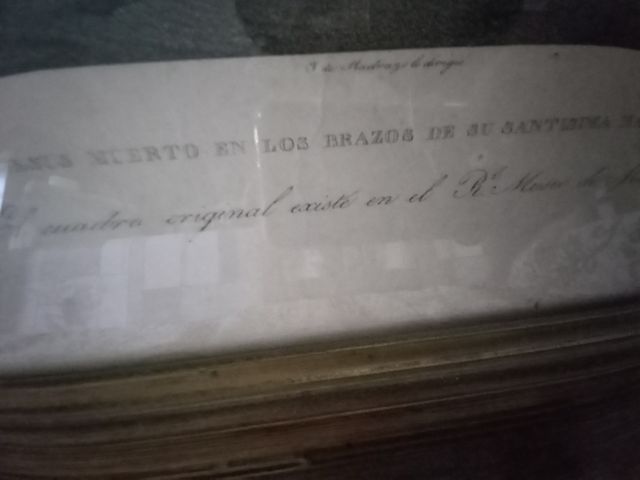 Cuadro grabado antiguo: Cristo muerto 69cm x 57c