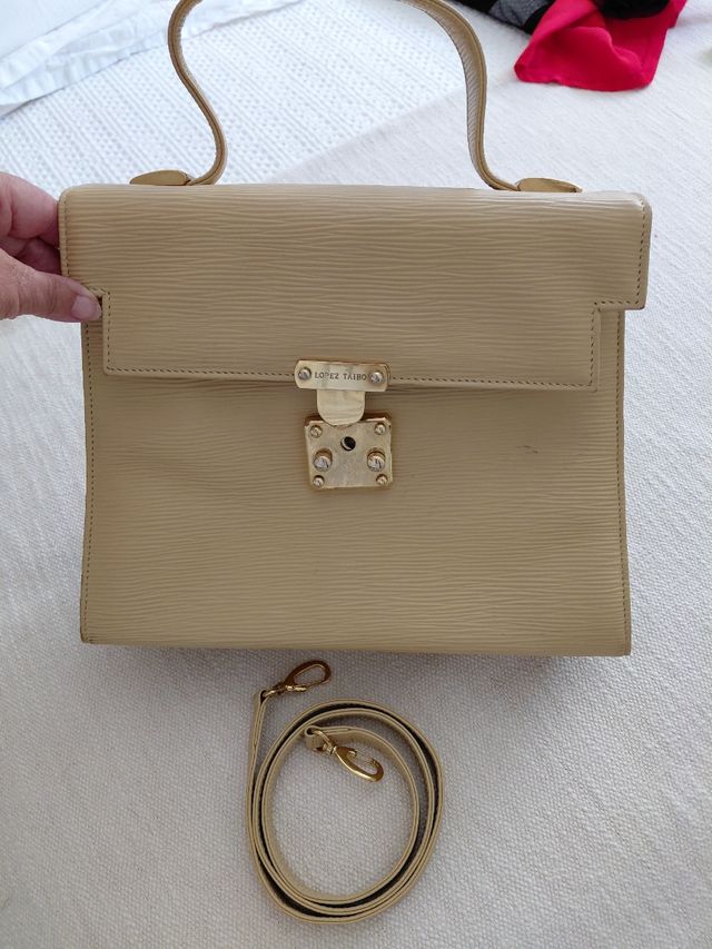 Bolso beige piel