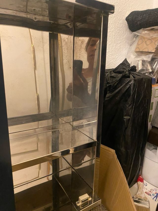 Mueble baño espejo metal plateado